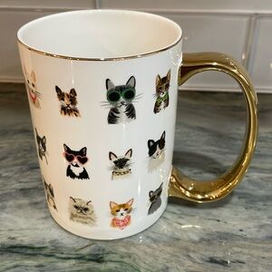 Rifle Paper Co. White and Gold Cat Mug